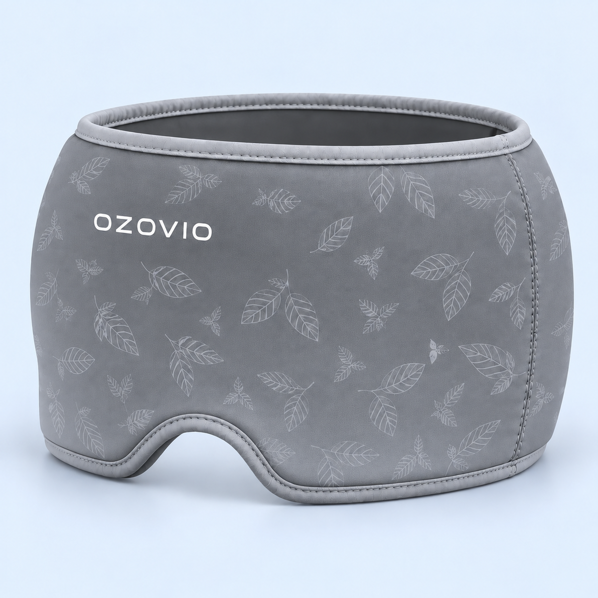 Masque anti-migraine OZOVIO en gris, avec l'imprimé feuilles ton sur ton