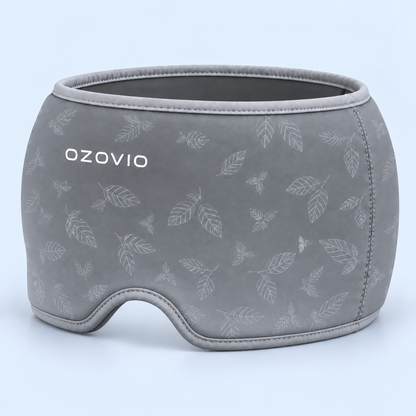 Masque anti-migraine OZOVIO en gris, avec l'imprimé feuilles ton sur ton