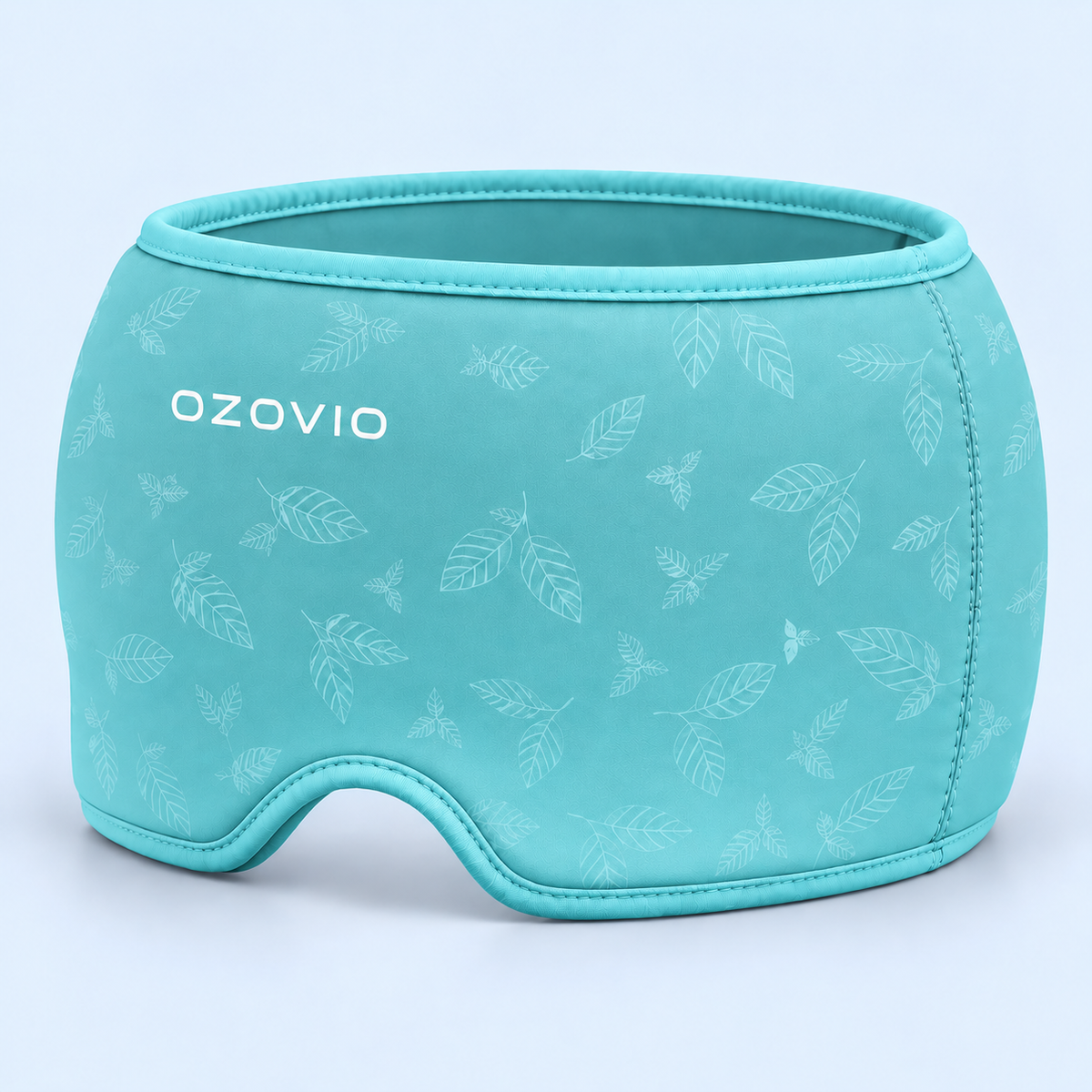 Masque anti-migraine OZOVIO en turquoise, avec l'imprimé feuilles ton sur ton