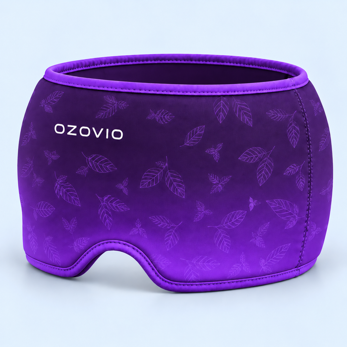 Masque anti-migraine OZOVIO en violet, avec l'imprimé feuilles ton sur ton