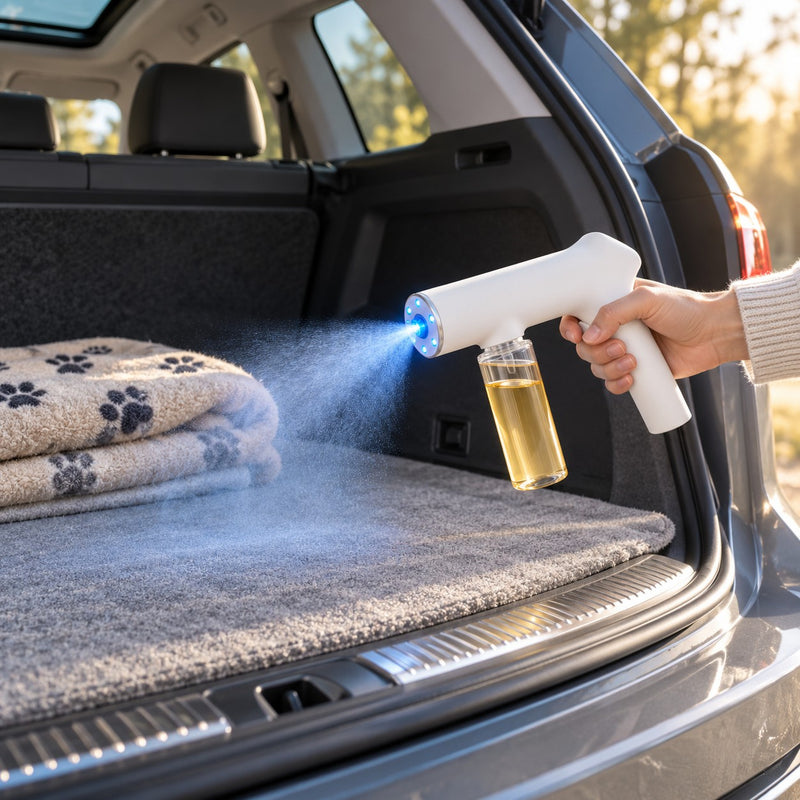 PetMizer dans un coffre de voiture