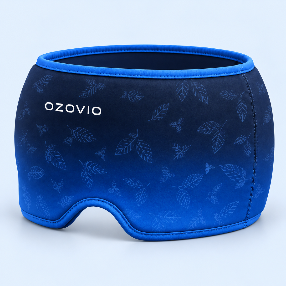 Masque anti-migraine OZOVIO en bleu, avec l'imprimé feuilles ton sur ton